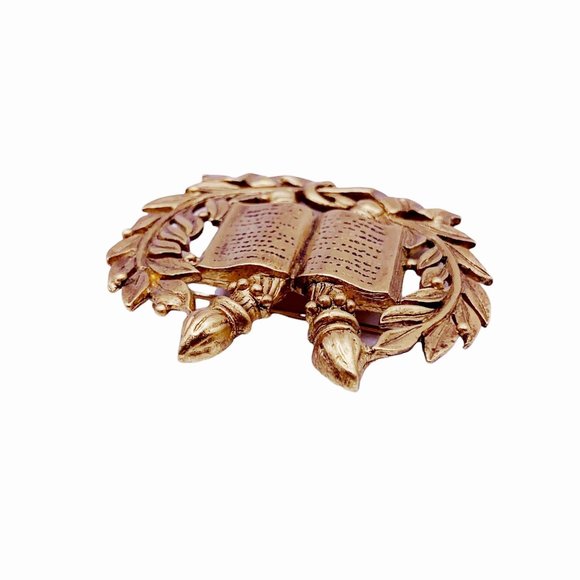 Liberty of Congress Symbol of Knowledge Brooch Pin Gold Tone Museum Reproduction - Picture 3 of 7